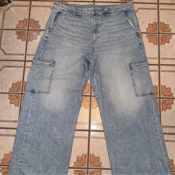 American Eagle Outfitters Denim - American Eagle Outfitters Light Blue Denim Cargo Pants